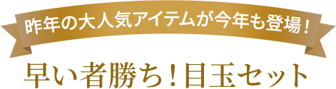 昨年の大人気アイテムが今年も登場!早い者勝ち!目玉セット