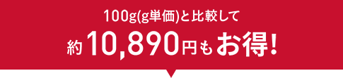 100g(g単価)と比較して約10,890円もお得！