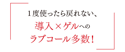 1度使ったら戻れない、 導入×ゲルへの ラブコール多数！