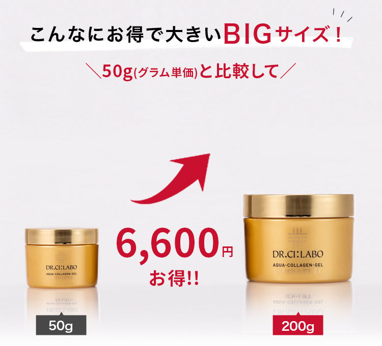 こんなにお得で大きいBIGサイズ！50g(グラム単価)と比較して6,600円お得!!