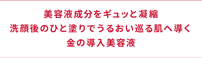 美容液成分をギュッと凝縮 洗顔後のひと塗りでうるおい巡る肌へ導く 金の導入美容液 