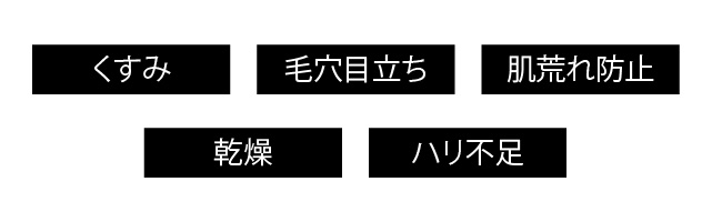 くすみ　毛穴目立ち　肌荒れ防止　乾燥　ハリ不足