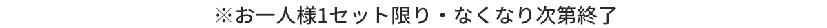※お一人様1セット限り・なくなり次第終了