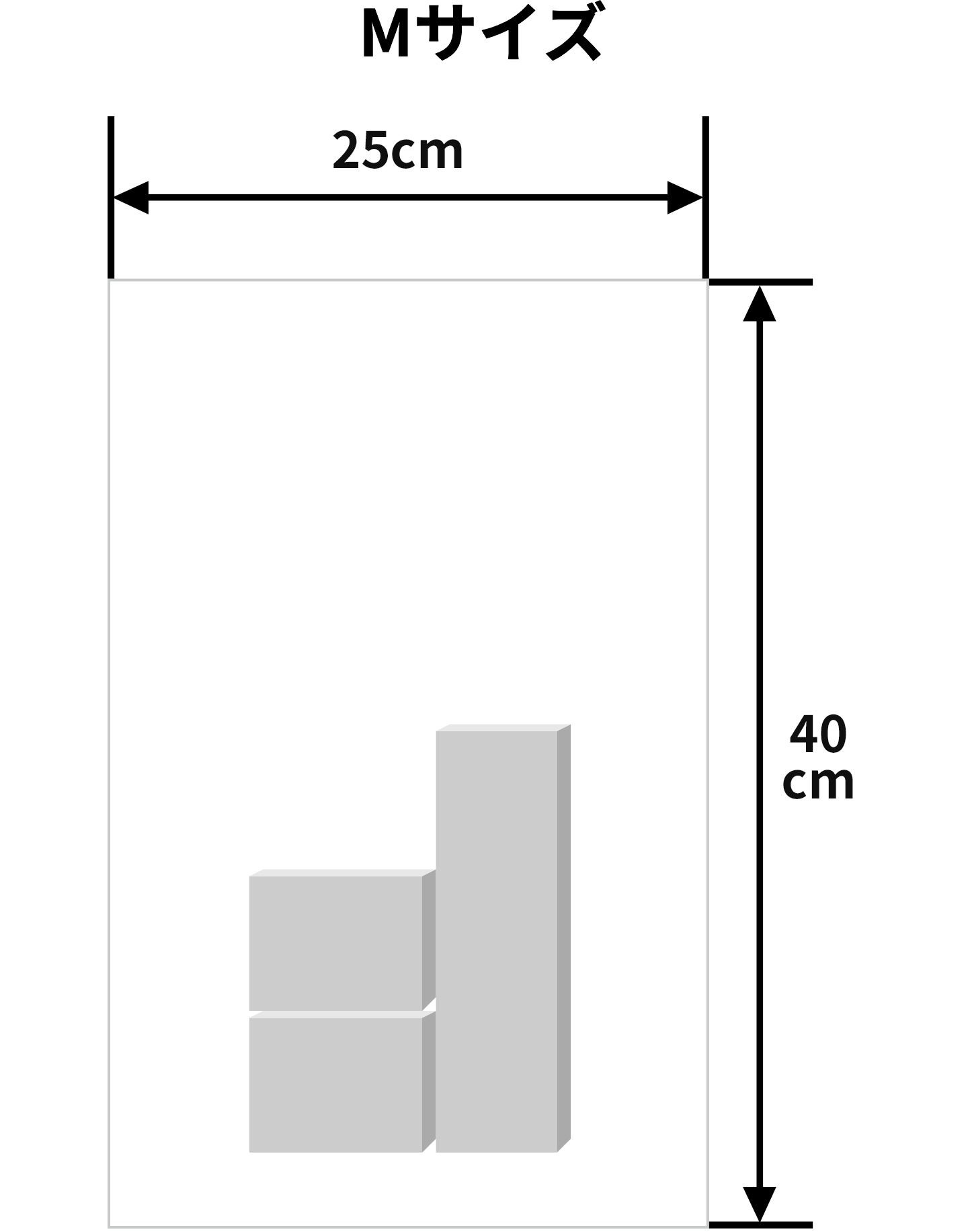 Mサイズ（横幅25cm、高さ40cm）のラッピング例（※イメージです）