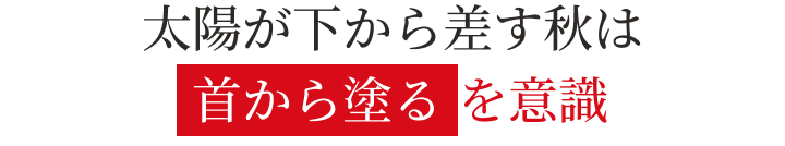 太陽が下から差す秋は首から塗るを意識