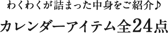 わくわくが詰まった中身をご紹介♪ カレンダーアイテム全24点