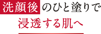 洗顔後のひと塗りで 浸透する肌へ