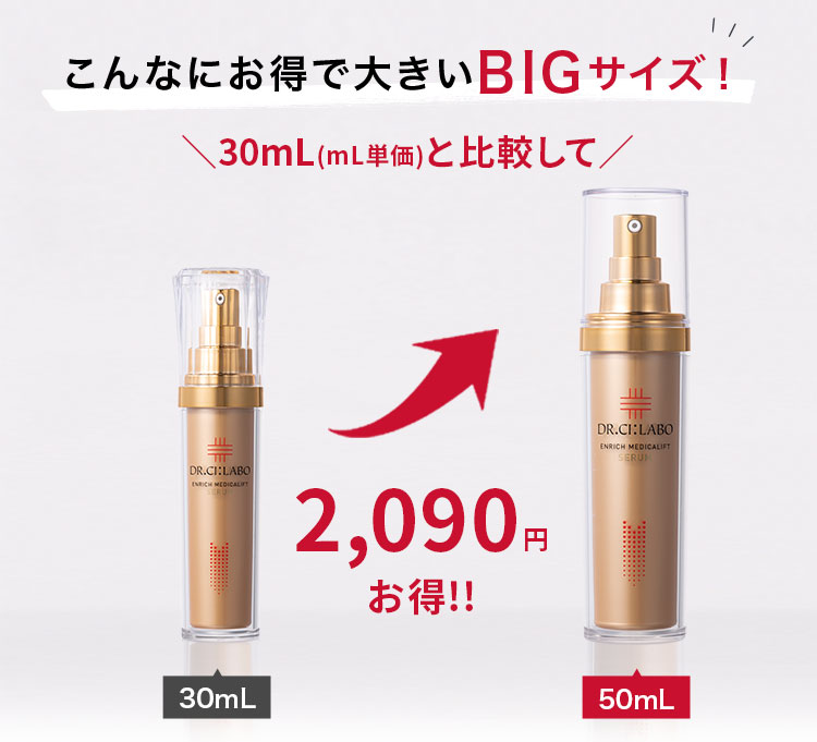 こんなにお得で大きいBIGサイズ！30mL(mL単価)と比較して1,243円お得!!