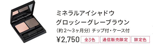 ミネラルアイシャドウ グロッシーグレーブラウン(約2〜3ヶ月分)チップ付・ケース付 ¥2,750 全3色 通信販売限定 限定色