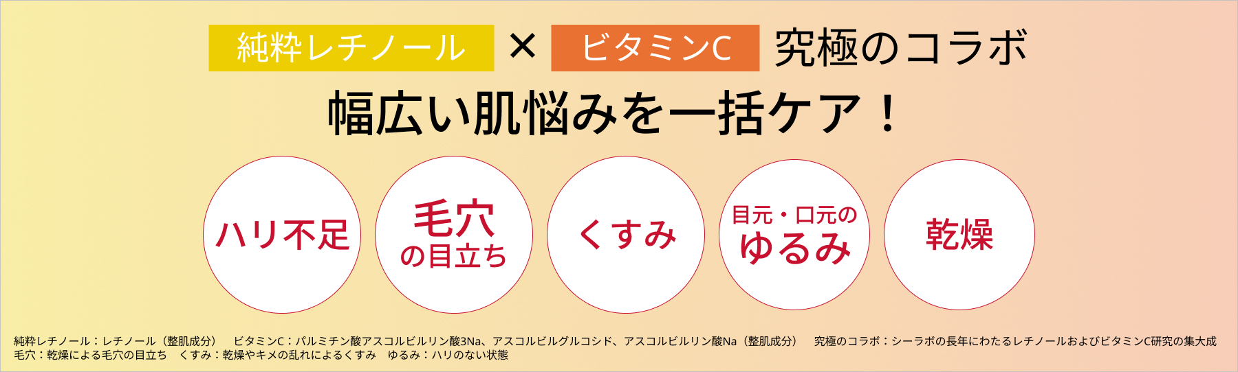 純粋レチノール&times;ビタミンC 究極のコラボ 幅広い肌悩みを一括ケア！