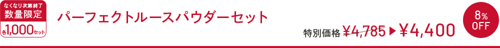 なくなり次第終了 数量限定 各1,000セット パーフェクトルースパウダーセット 特別価格 ¥4,785→¥4,400 8%OFF