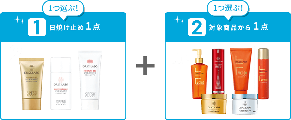 お好きな日焼け止め】選べるセットが合計２点で10％OFFキャンペーン｜