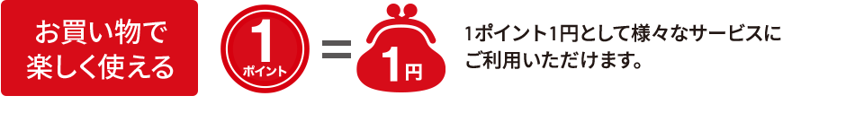 1ポイント=1円として様々なサービスにご利用いただけます。