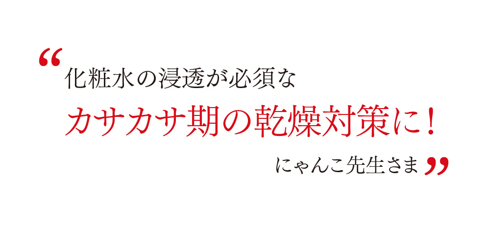 化粧水の浸透が必須なカサカサ期の乾燥対策に！