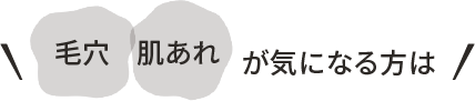 毛穴・肌あれ が気になる方は