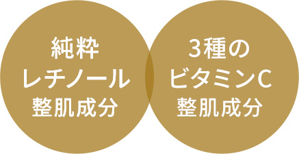 純粋レチノール 整肌成分　3種のビタミンC 整肌成分