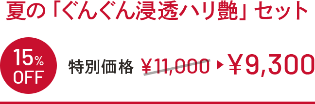 夏の「ぐんぐん浸透ハリ艶」セット 15%OFF 特別価格 ￥11,000 →￥9,300