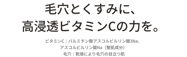 毛穴とくすみに、高浸透ビタミンCの力を。