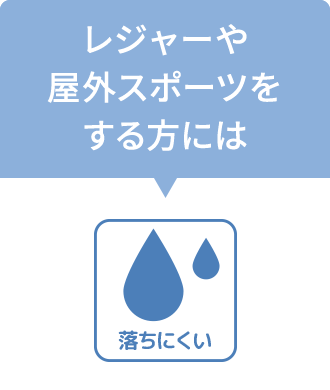 落ちにくい　レジャーや屋外スポーツをする方には