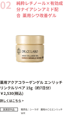 純粋レチノール×有効成分ナイアシンアミド配合