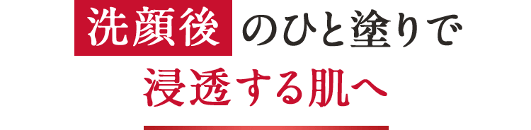 洗顔後のひと塗りで 浸透する肌へ
