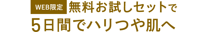 WEB限定 無料お試しセットで5日間でハリつや肌
