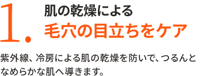 1.肌の乾燥による毛穴の目立ちをケア