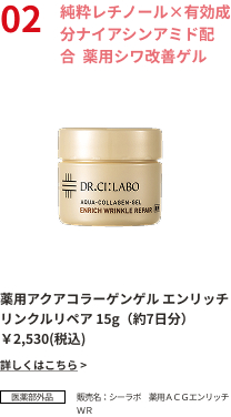 純粋レチノール×有効成分ナイアシンアミド配合