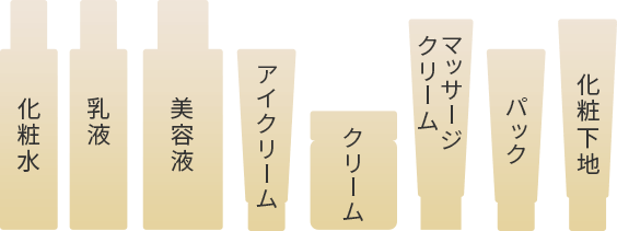 8つの役割（化粧水、乳液、美容液、アイスクリーム、クリーム、マッサージクリーム、パック、化粧下地）