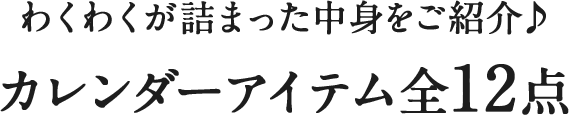 わくわくが詰まった中身をご紹介♪ カレンダーアイテム全12点