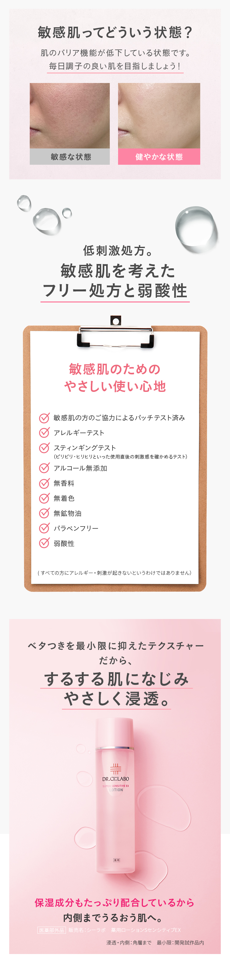 敏感肌研究25年。満を持して初登場。敏感肌特化化粧水