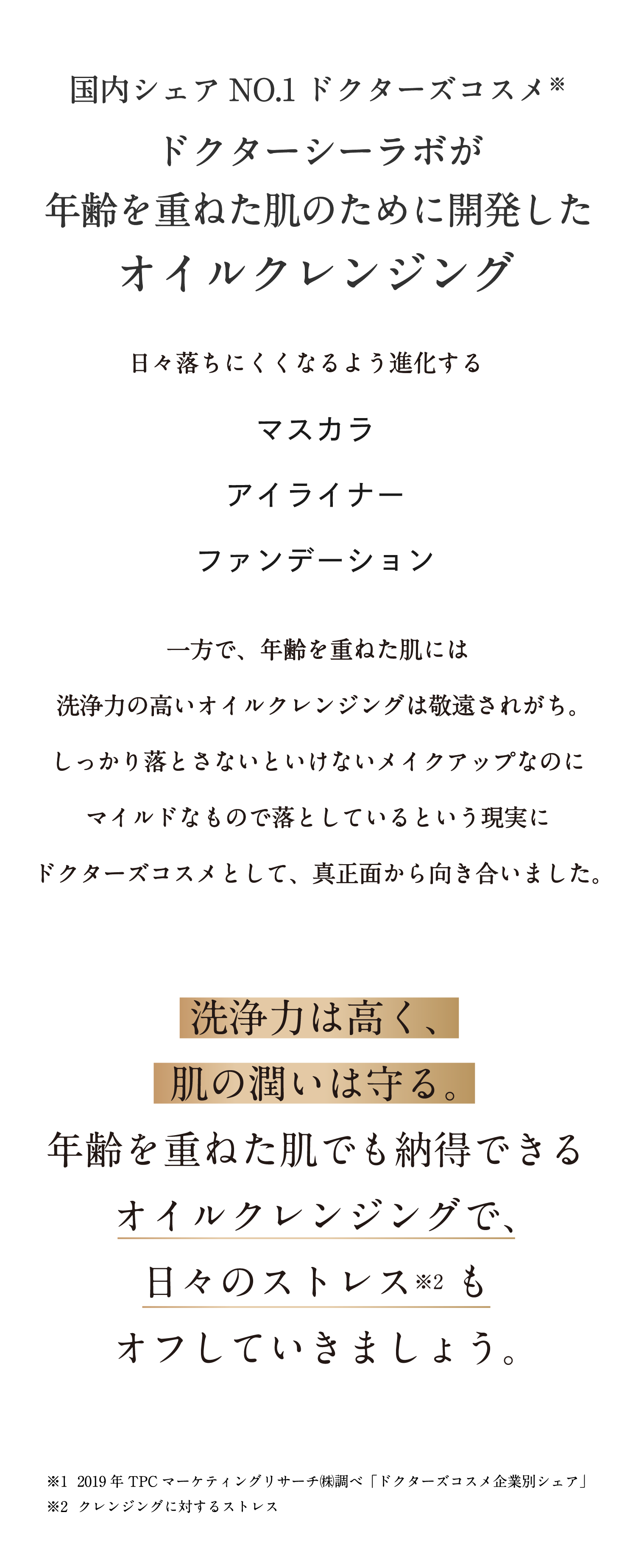 洗浄力は高く、肌の潤いは守る。年齢を重ねた肌でも納得できるオイルクレンジングで、日々のストレスもオフしていきましょう