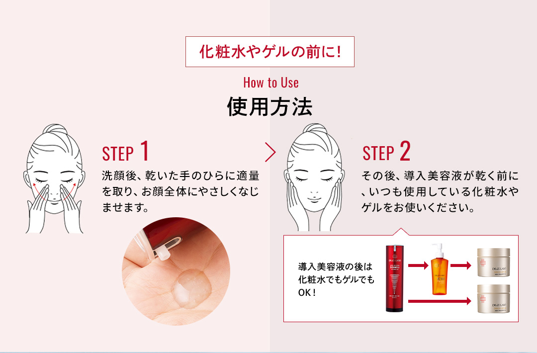 化粧水やゲルの前に！How to Use 使用方法