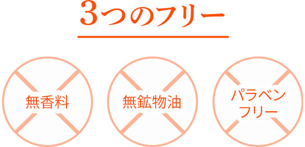 3つのフリー 無香料 無鉱物油 パラベンフリー