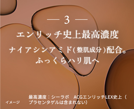 3 エンリッチ史上最高濃度　ナイアシンアミド（整肌成分配合）でハリ肌へ