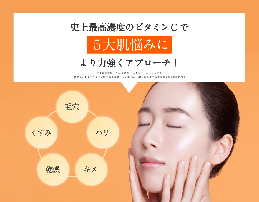 史上最高濃度のビタミンCで5大肌悩みにより力強くアプローチ!