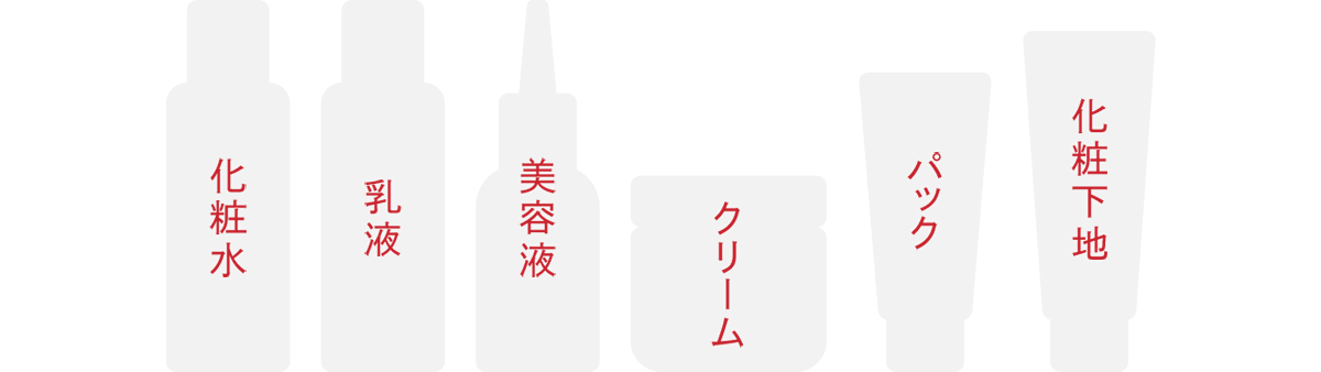 化粧水・乳液・美容液・クリーム・パック・化粧下地