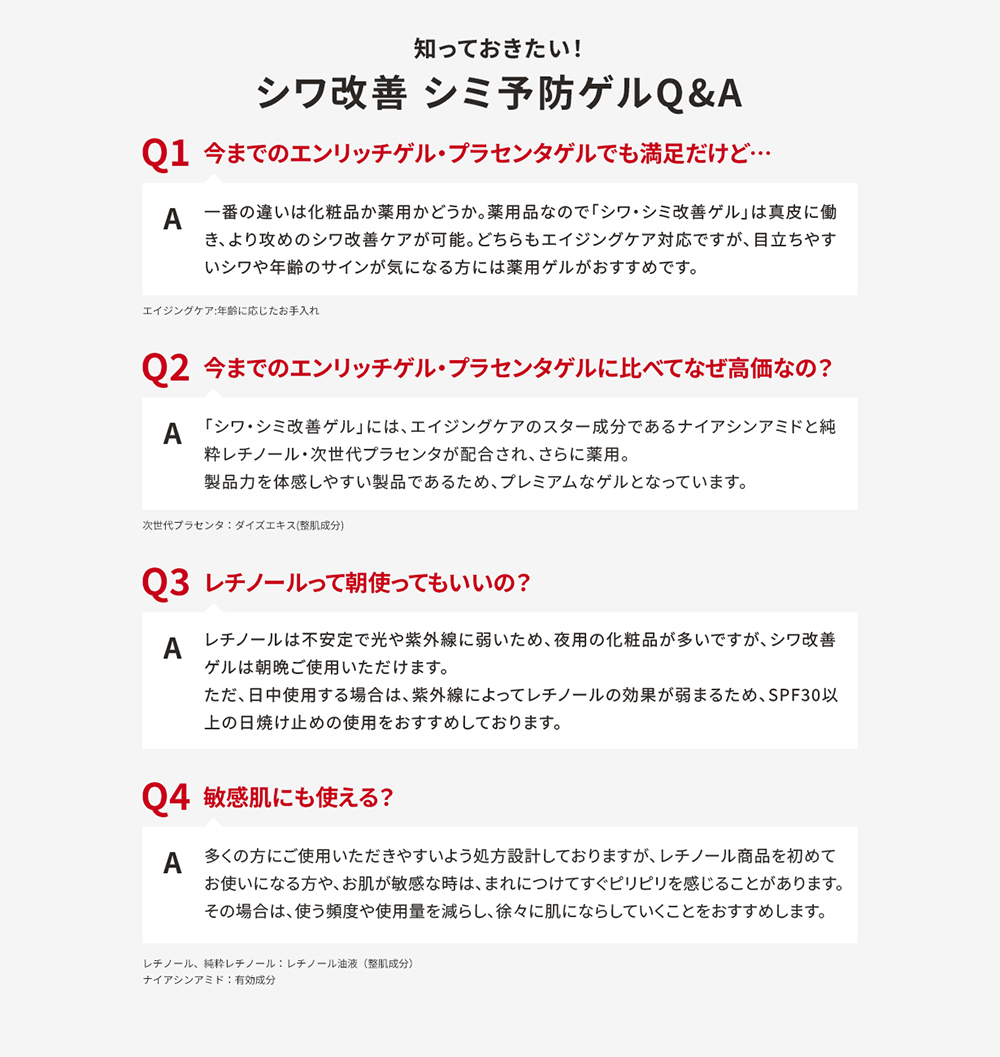 
  知っておきたい！シワ改善ゲルQ&A