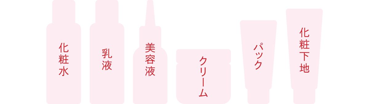 化粧水・乳液・美容液・クリーム・パック・化粧下地