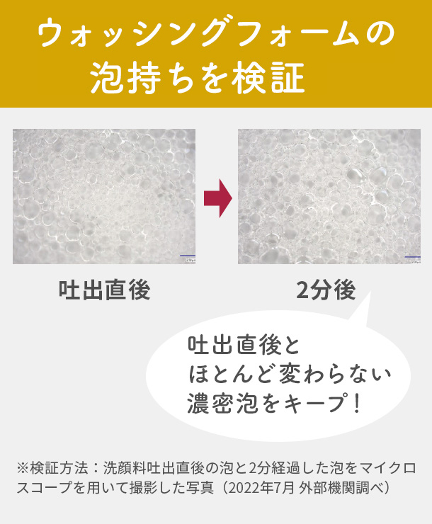 新ウォッシングフォームの泡持ちを検証