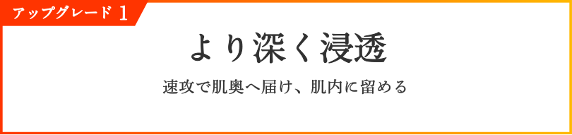 アップグレード1 より深く浸透 速攻で肌奥へ届け、肌内に留める